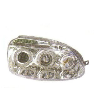 画像: GOLF5 〜2005 クロム 4-LED-ホワイトリングライト付き ヘッドライト T-2